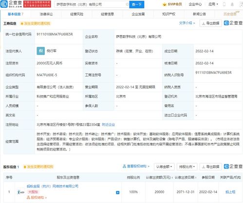 蚂蚁金服成立数字科技公司，注册资本2亿元深耕信息系统集成服务